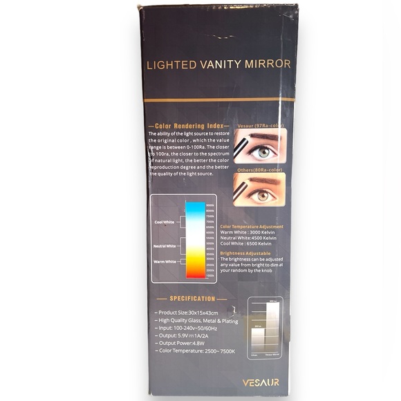 Vesaur Silver 10" Round Dimmable Brightness Professional Lighted Mirror READ - Picture 2 of 8